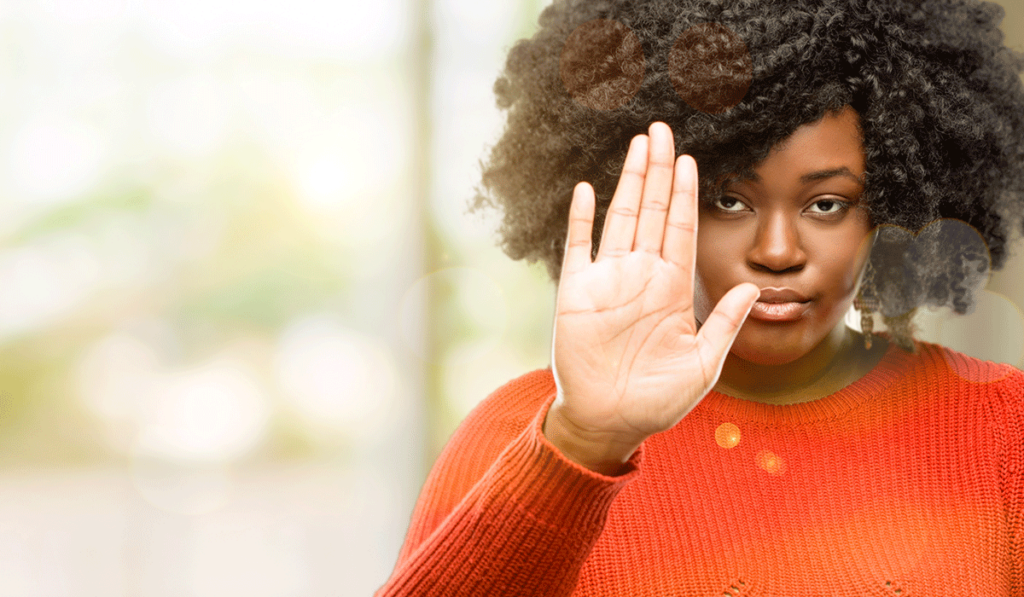 a woman practices using drug refusal skills